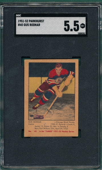 1951-52 Parkhurst Hockey #40 Gus Bodnar SGC 5.5