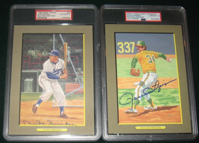 Perez-Steele Great Moment, Fingers & Snider, Lot of (2), Signed, PSA/DNA Authentic 