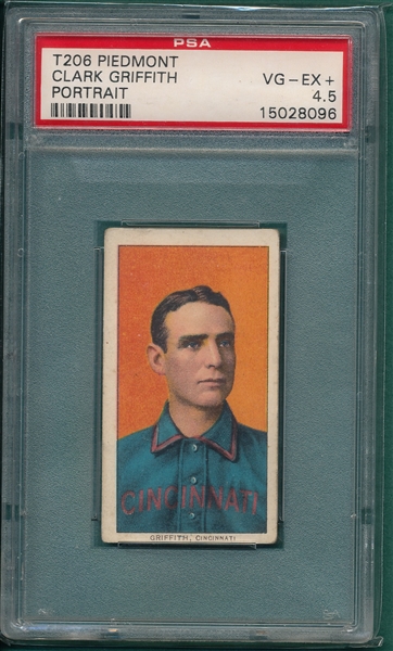 1909-1911 T206 Griffith, Portrait, Piedmont Cigarettes PSA 4.5