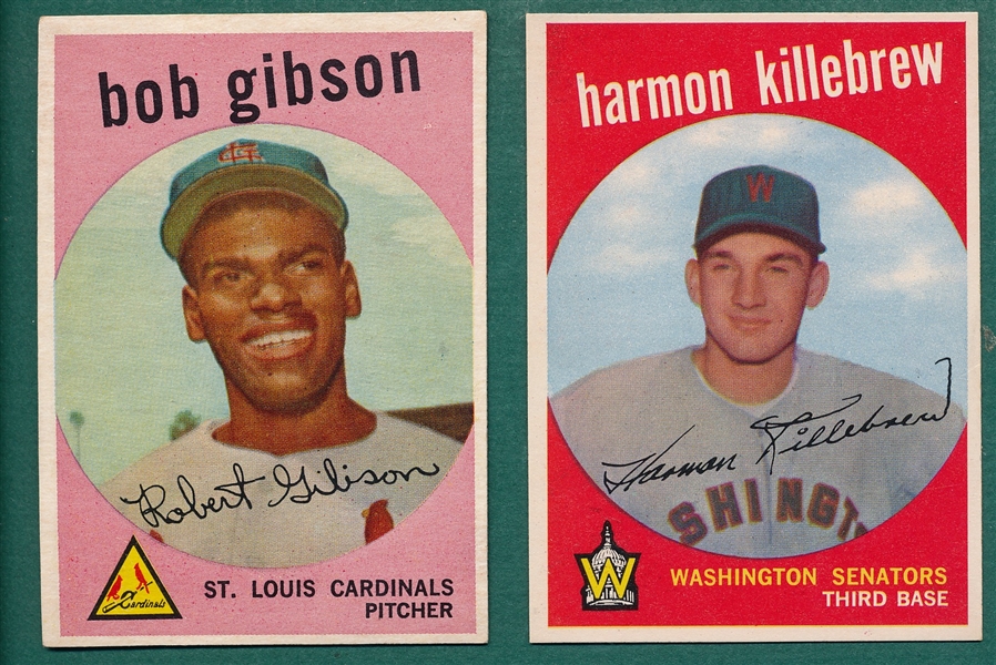 1959 Topps #515 Killebrew & #514 Gibson, Rookie, Lot of (2)