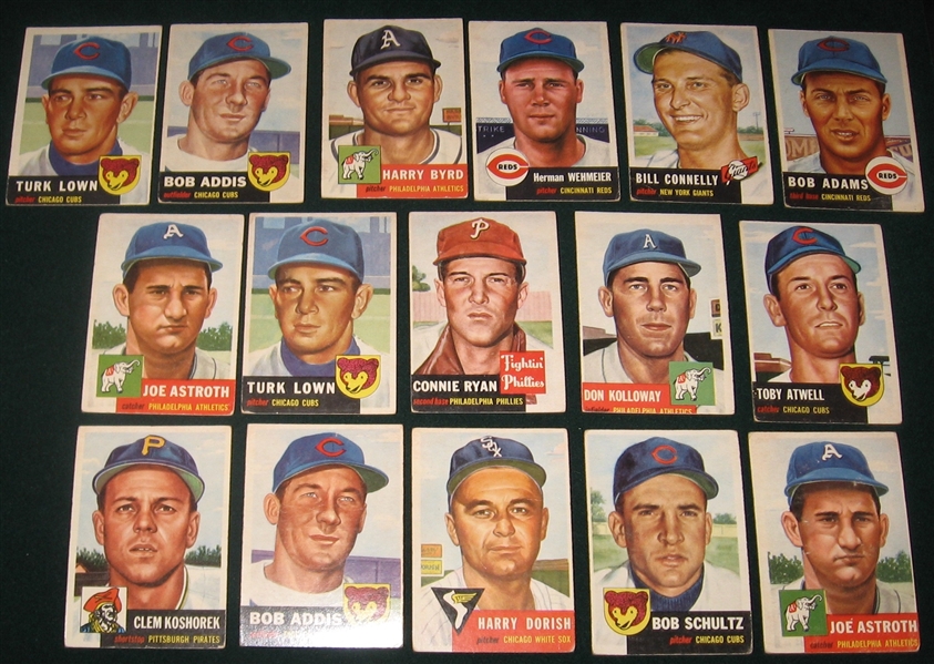 1953 Topps Lot of (18) W/ #23 Atwell