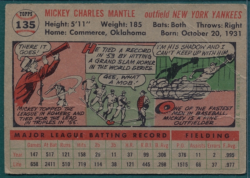 1956 Topps #135 Mickey Mantle 