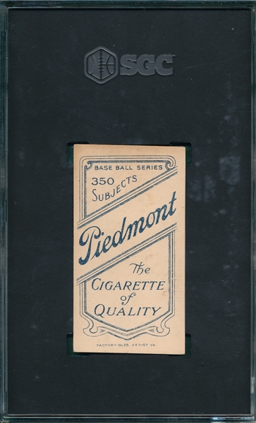 1909-1911 T206 Wagner, Bat On Right Shoulder, Piedmont Cigarettes SGC 4