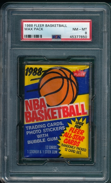 1988 Fleer Basketball Unopened Wax Pack PSA 8