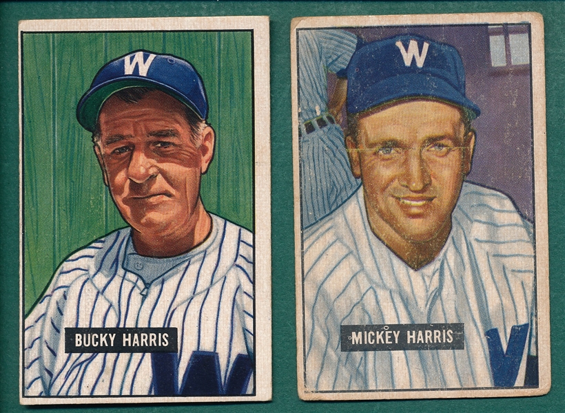1951 Bowman Lot of (22), Mostly Hi #'s W/ #275 Bucky Harris