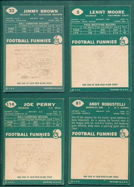 1960 Topps Football Lot of (4) HOFers W/ #23 Jim Brown