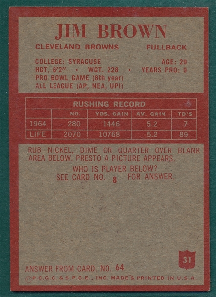 1965 Philadelphia #30 Jim Brown
