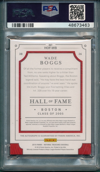 2019 Panini, Silver, Wade Boggs, Autographed Card, PSA/DNA PSA 8 (1/5)