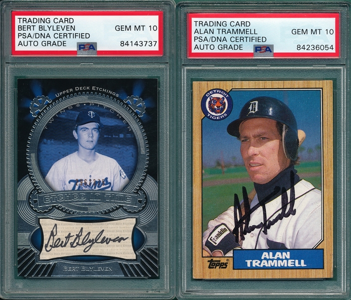Blyleven & Trammell, Autographed Cards, Lot of (2), PSA/DNA 10