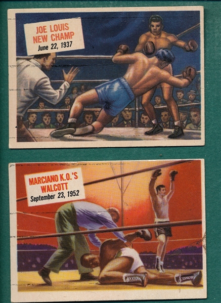 1952 Topps Scoop Boxers, #40 Joe Louis & #65 Marciano, Lot of (2)