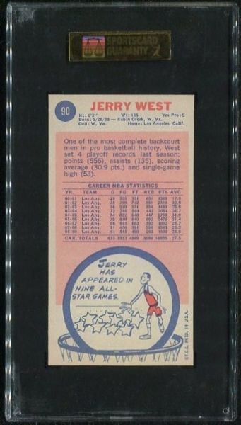 1969-70 Topps #90 Jerry West SGC 88 NM-MT 8