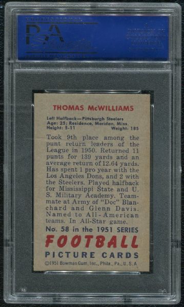 1951 Bowman #58 Tom McWilliams PSA 8 NM-MT