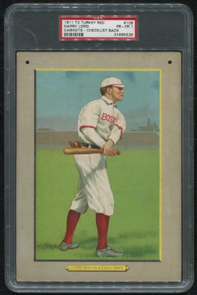 1911 T3 Turkey Red #106 Harry Lord PSA 1 Poor