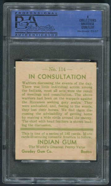 1933 Indian Gum #114 In Consultation PSA 8 NM-MT - 1 of 3