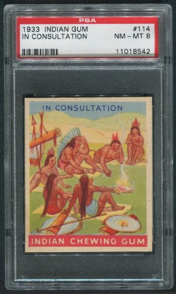 1933 Indian Gum #114 In Consultation PSA 8 NM-MT - 1 of 3