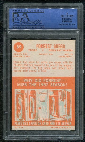 1963 Topps #89 Forrest Gregg PSA 8 NM-MT