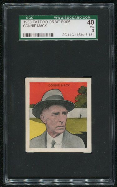 1933 Tattoo Orbit R305 Connie Mack SGC 40 VG 3