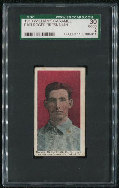 1910 Williams Caramel E103 Roger Bresnahan SGC 30 Good 2