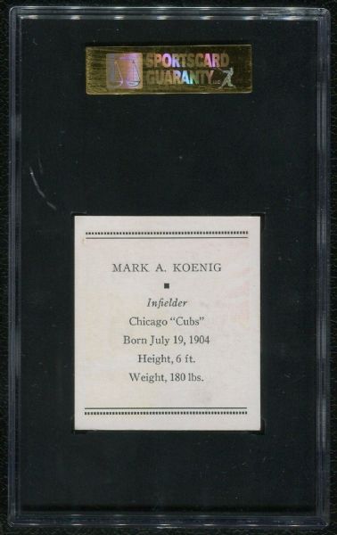 1933 Tattoo Orbit R305 Mark A. Koenig SGC 80 EX-MT 6