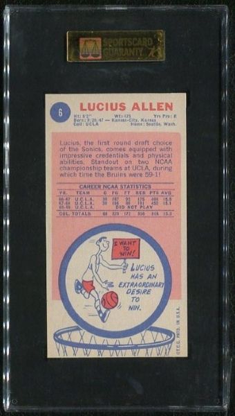 1969-70 Topps #6 Lucius Allen SGC 92 NM-MT+ 8.5