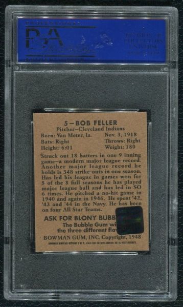 2001 Bowman Heritage #2 Bob Feller Rookie Reprint Autograph PSA 9 MINT