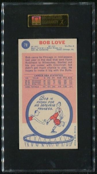 1969-70 Topps #78 Bob Love SGC 92 NM-MT+ 8.5