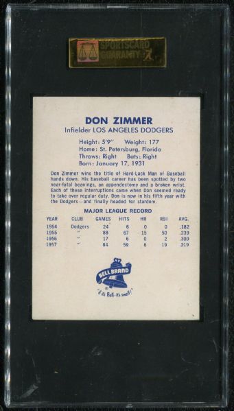 1958 Bell Brand Don Zimmer SGC 60 EX 5