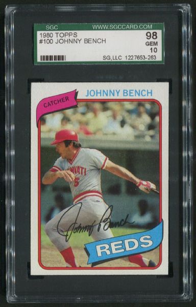 1980 Topps #100 Johnny Bench SGC 98 GEM MINT 10