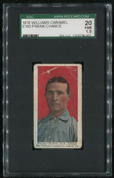 1910 Williams Caramel E103 Frank Chance SGC 20 Fair 1.5