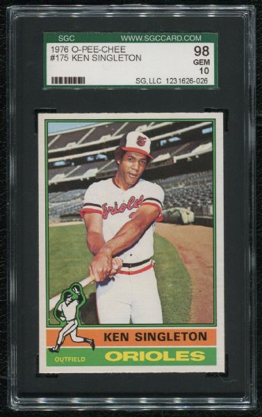 1976 O-Pee-Chee #175 Ken Singleton SGC 98 GEM MINT 10