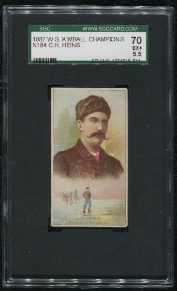 1887 W.S. Kimball Champions N184 C.H. Heins SGC 70 EX+ 5.5