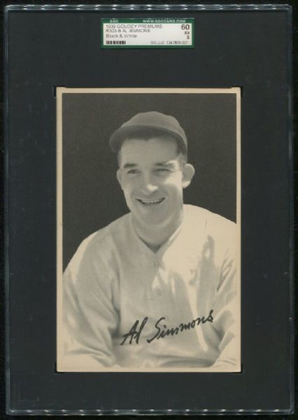 1939 Goudey Premiums B&W R303B Al Simmons SGC 60 EX 5