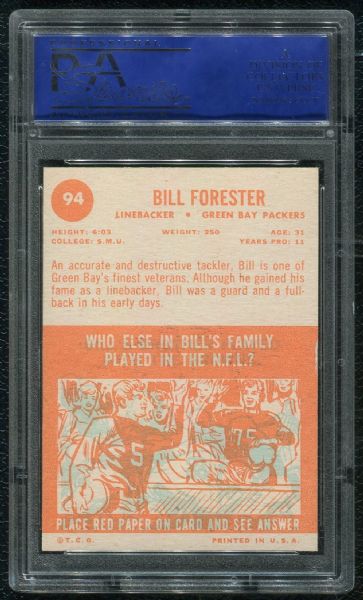 1963 Topps #94 Bill Forester PSA 8 NM-MT