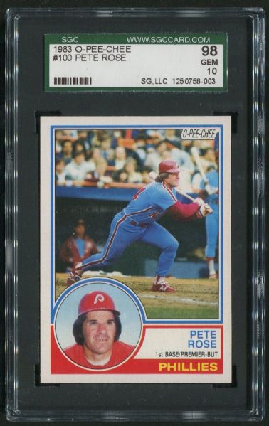 1983 O-Pee-Chee #100 Pete Rose SGC 98 GEM MINT 10