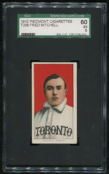 1910 Piedmont Cigarettes T206 Fred Mitchell SGC 60 EX 5