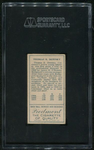 1911 Piedmont Cigarettes T205 Thomas Downey SGC 60 EX 5