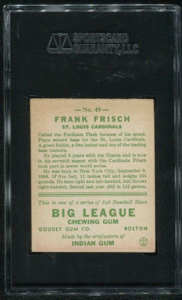 1933 Goudey #49 Frank Frisch SGC 80 EX-MT 6