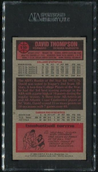 1976-77 Topps #110 David Thompson SGC 96 MINT 9