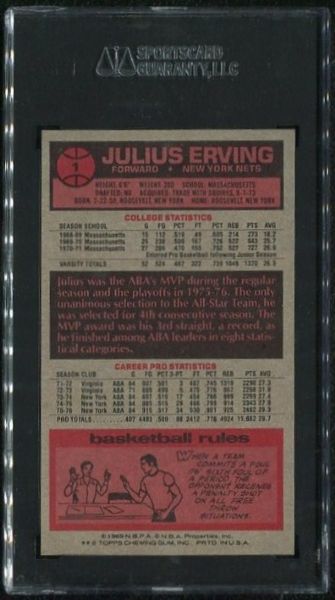 1976-77 Topps #1 Julius Erving SGC 92 NM-MT+ 8.5