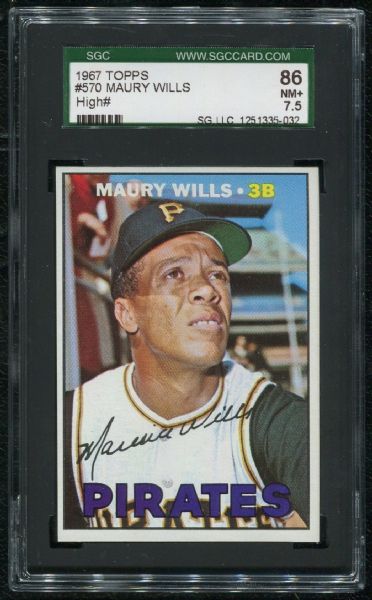 1967 Topps #570 Maury Wills SGC 86 NM+ 7.5