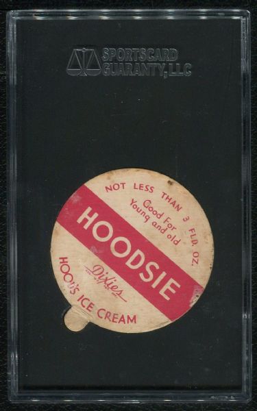 1938 Dixie Lids Hood's Ice Cream Jimmie Foxx SGC 40 VG 3