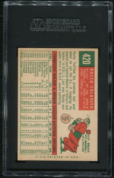 1959 Topps #420 Rocco Colavito SGC 92 NM-MT+ 8.5