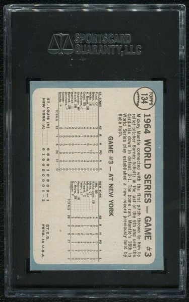 1965 Topps #134 Mantle's Clutch Home Run SGC 88 NM-MT 8