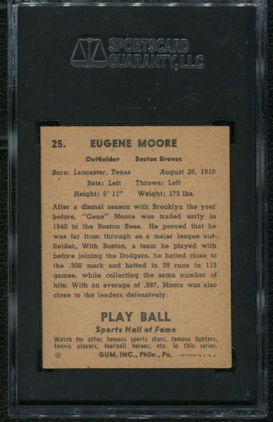 1941 Playball #25 Gene Moore SGC 84 NM 7