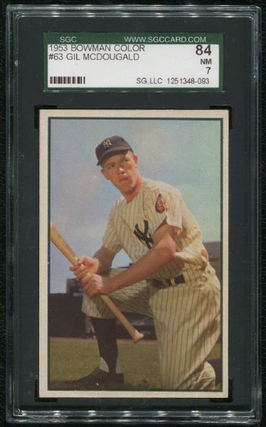 1953 Bowman Color #63 Gil McDougald SGC 84 NM 7