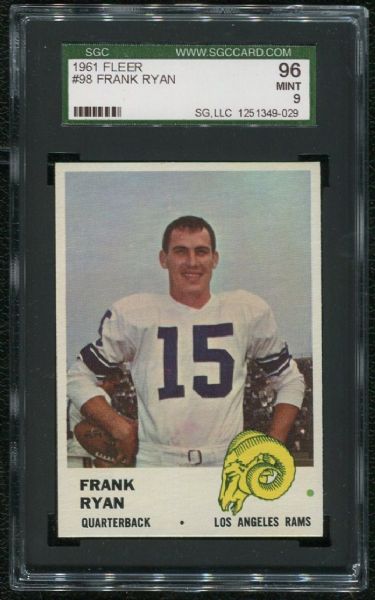 1961 Fleer #98 Frank Ryan SGC 96 MINT 9