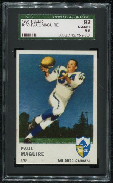 1961 Fleer #160 Paul Maguire SGC 92 NM-MT+ 8.5