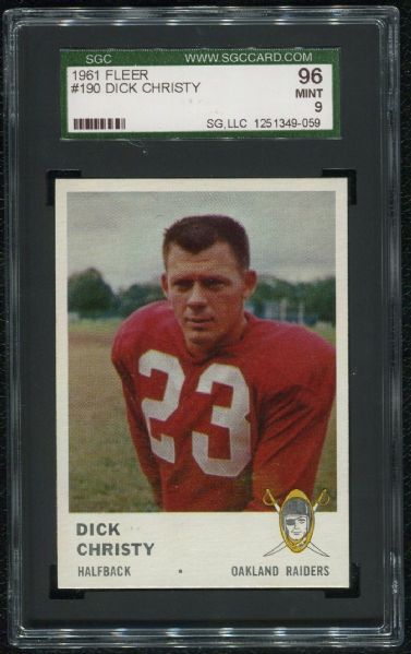 1961 Fleer #190 Dick Christy SGC 96 MINT 9