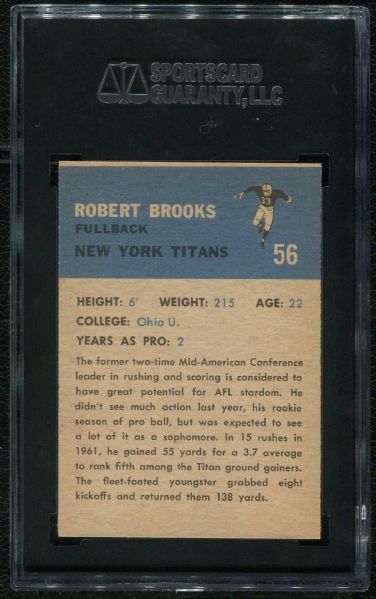 1962 Fleer #56 Robert Brooks SGC 96 MINT 9