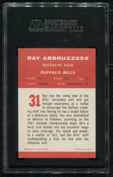 1963 Fleer #31 Ray Abbruzzese SGC 88 NM-MT 8